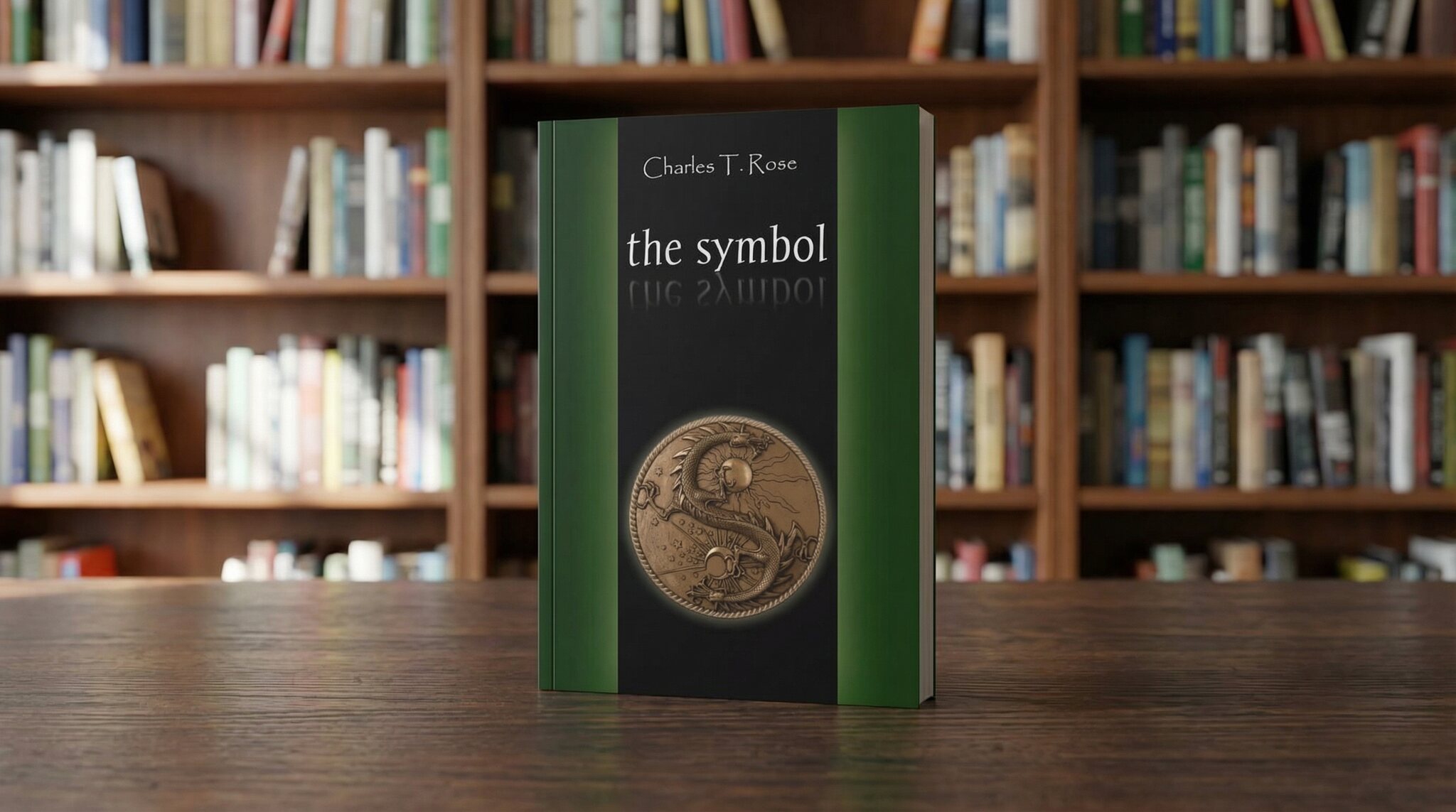 The Symbol paperback by Charles T. Rose displayed in front of bookshelves